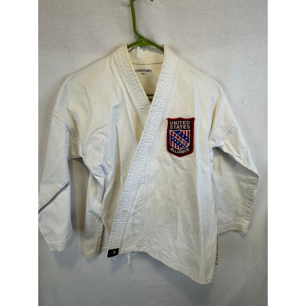 VTG Century Karate Gi Top White US Karate Alliance Patch Martial Arts Size 2